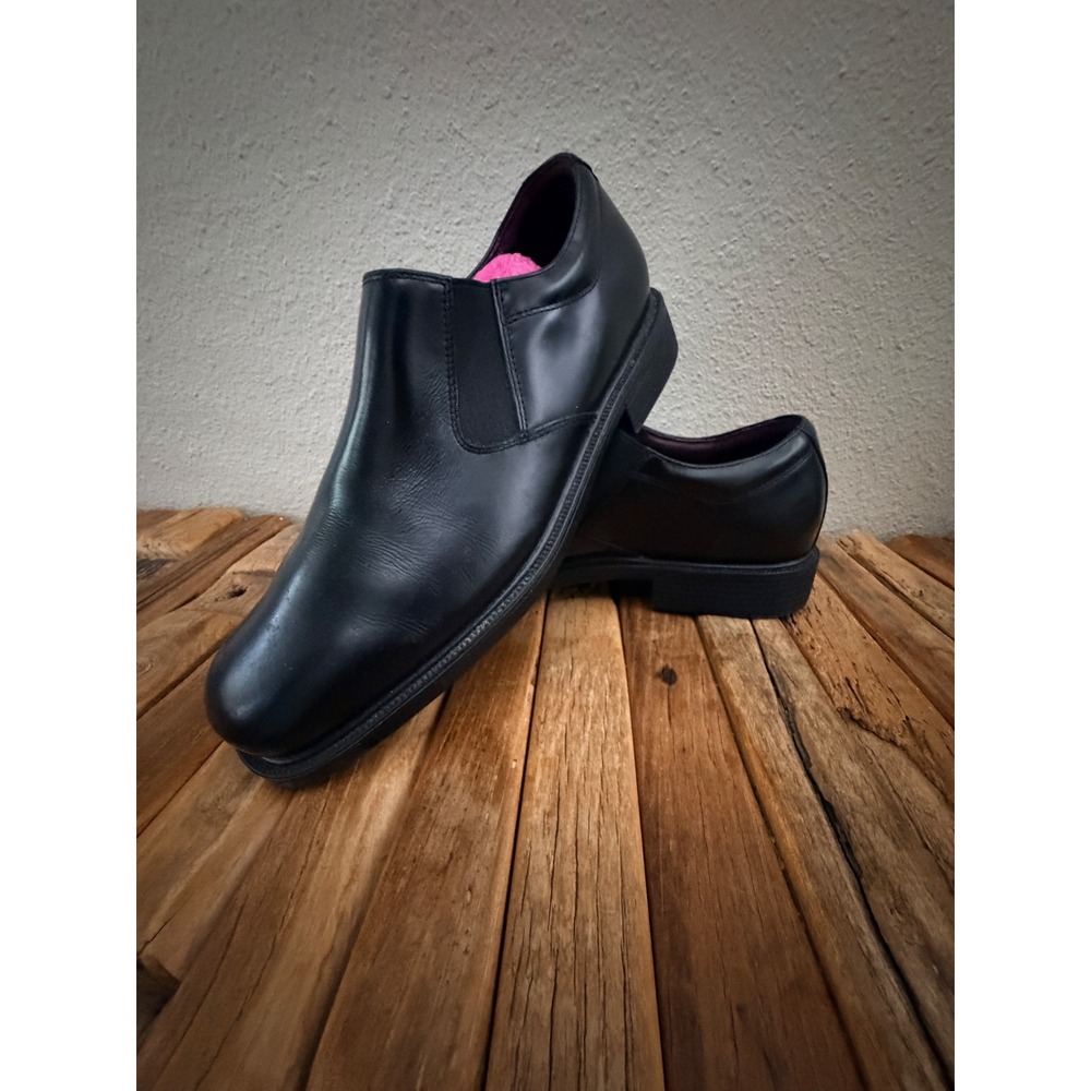 Rockport Loafers 10.5M Black Leather Waterproof Hydro-Shield Slip On APM11521